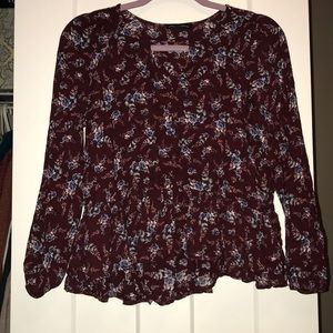 Floral American Eagle Peplum Blouse